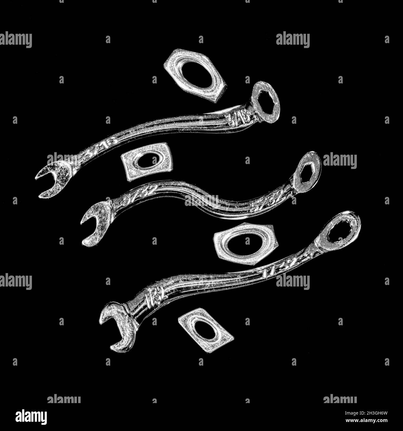 Wrenches and bolts closeup Stock Photo Alamy