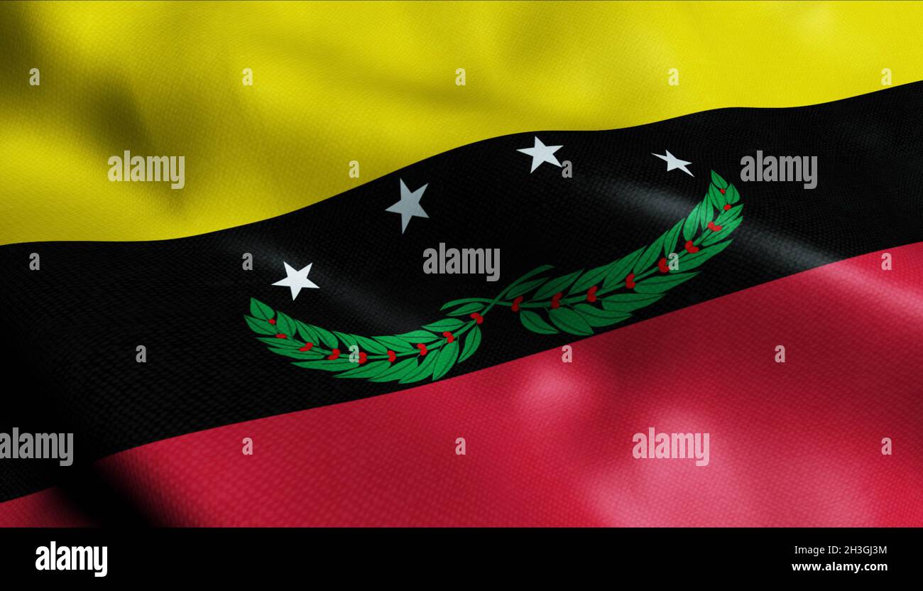 3D Illustration of a waving Venezuela state flag of  Tachira Stock Photo