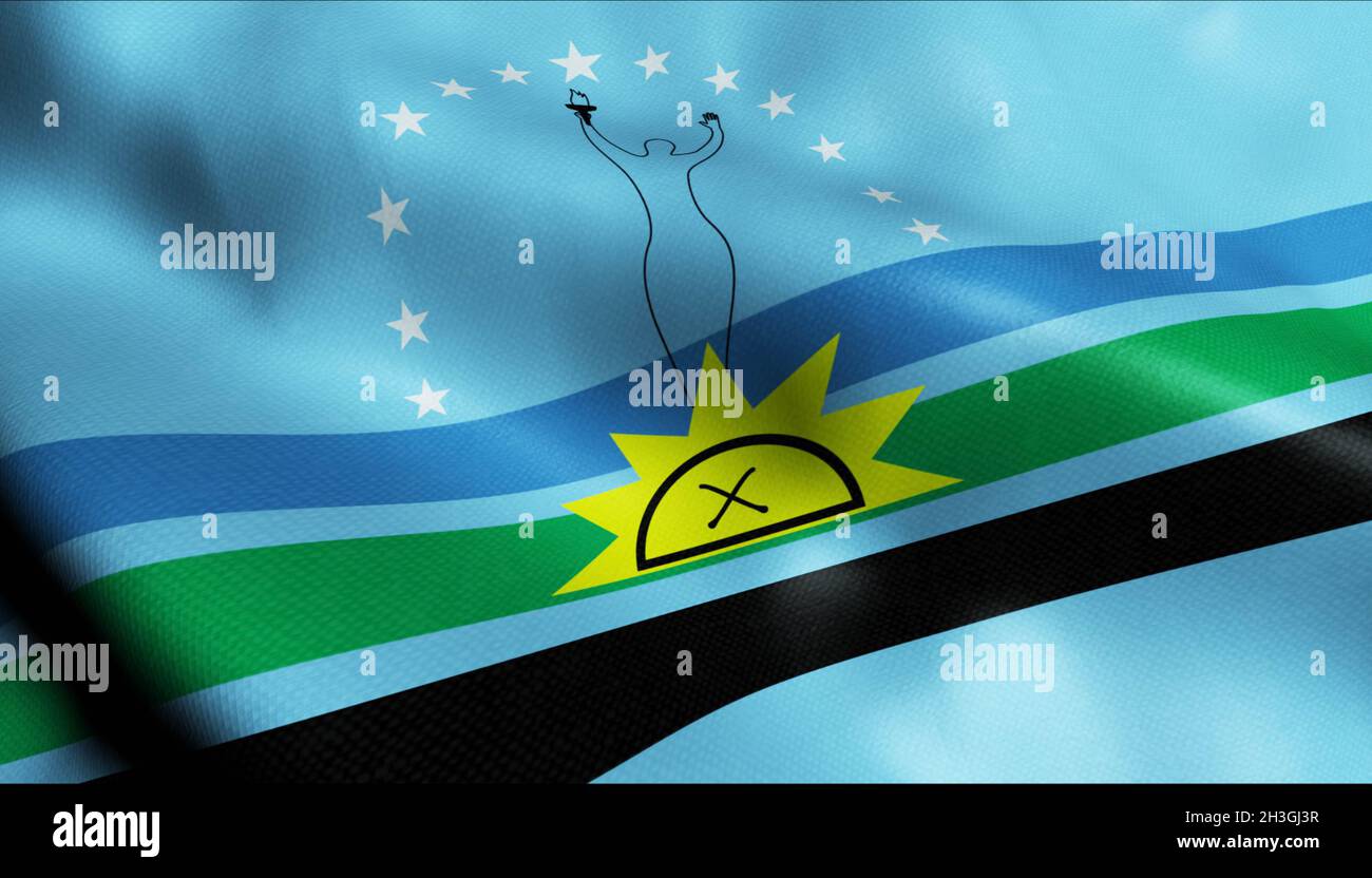 3D Illustration of a waving Venezuela state flag of  Monagas Stock Photo