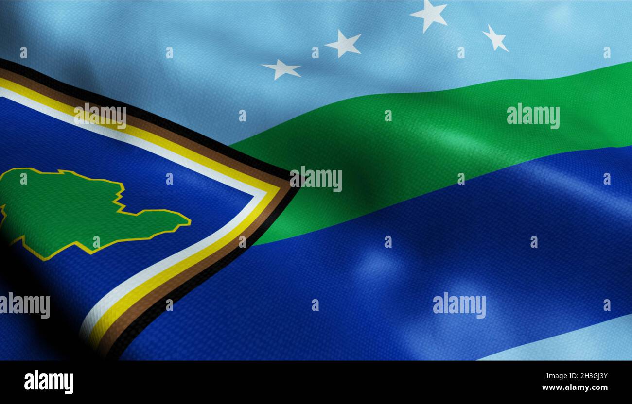 3D Illustration of a waving Venezuela state flag of  Delta Amacuro Stock Photo