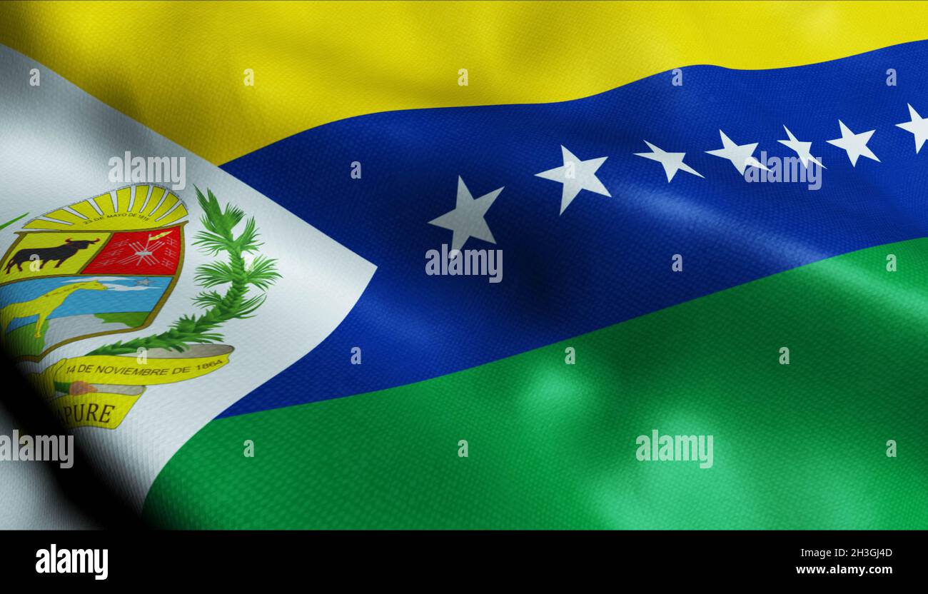 3D Illustration of a waving Venezuela city flag of San Fernando de Apure Stock Photo
