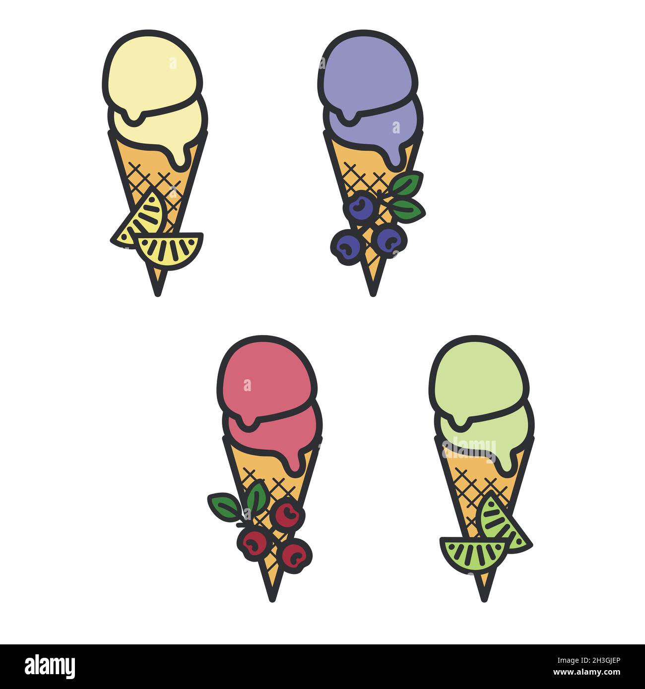 Fruit ice cream set - vector illustration Stock Vector Image & Art - Alamy