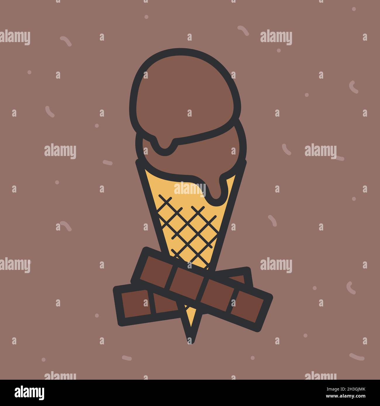 Chocolate ice cream cone - vector illustration Stock Vector Image & Art ...