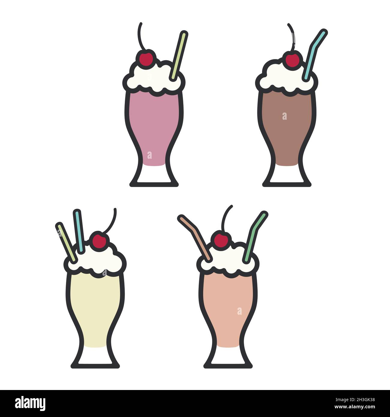 Set of various milkshakes - vector illustration Stock Vector Image ...