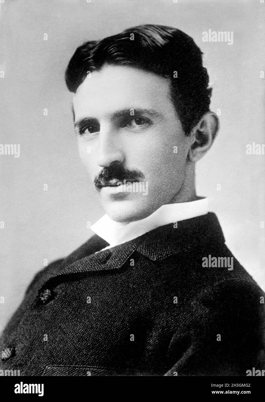 Nicola Tesla (1856-1943), Serbian-American Inventor, Engineer and Futurist, head and shoulders Portrait, Napoleon Sarony, Bain News Service, 1890 Stock Photo