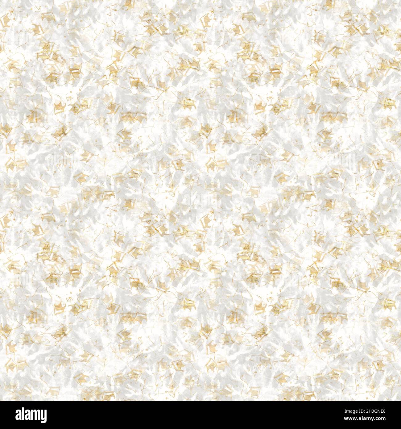Handmade white gold metallic rice sprinkles paper texture. Seamless