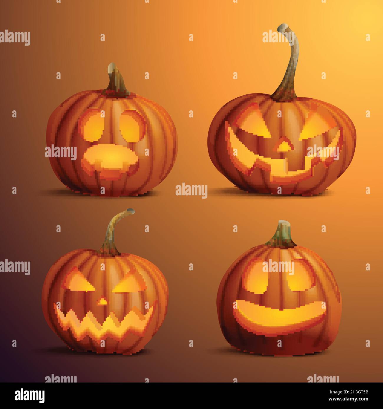 realistic halloween pumpkin collection design vector illustration Stock ...