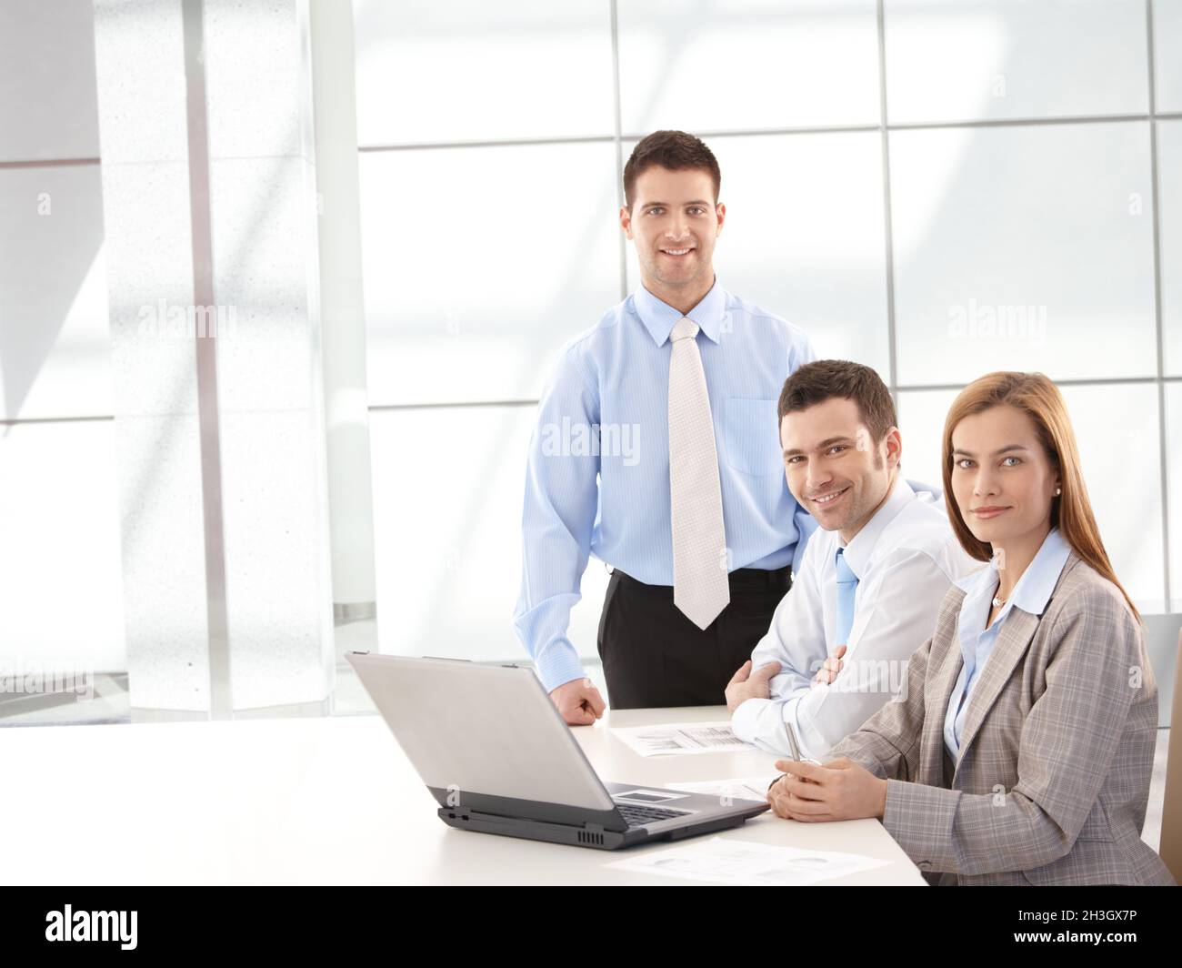 Successful businessteam smiling happily Stock Photo