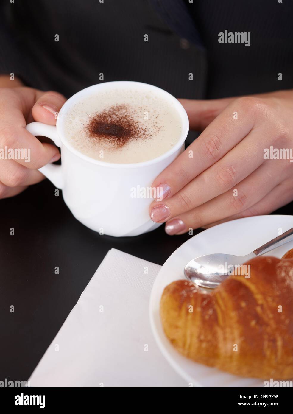 Cappuccino and croissant Stock Photo