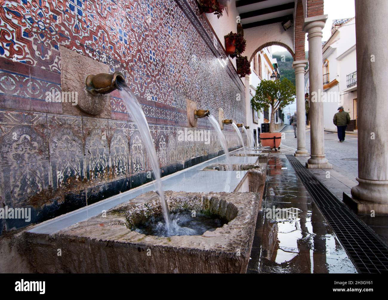 Moorish water fountains in Alcaucin, Spain Stock Photo Alamy