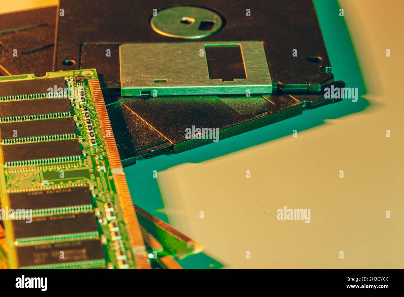 Old diskettes and random access memory of computer Stock Photo Alamy