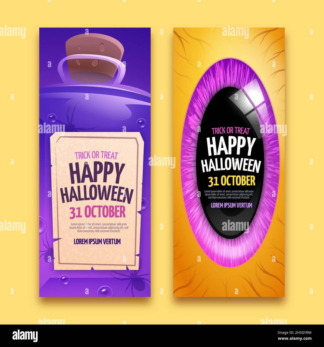 realistic halloween vertical banners set vector design illustration Stock Vector