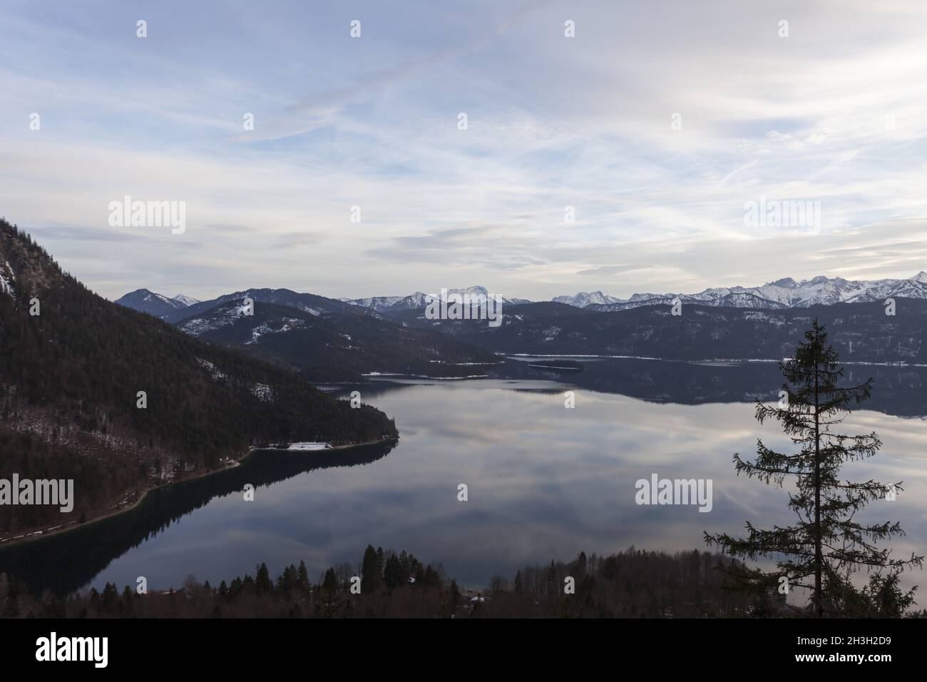 Lake Walchensee in Bavaria on a winter day Stock Photo