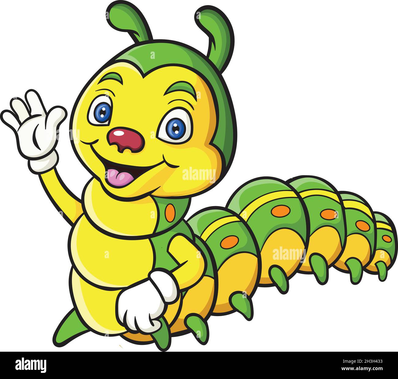 Cartoon happy caterpillar on white background Stock Vector