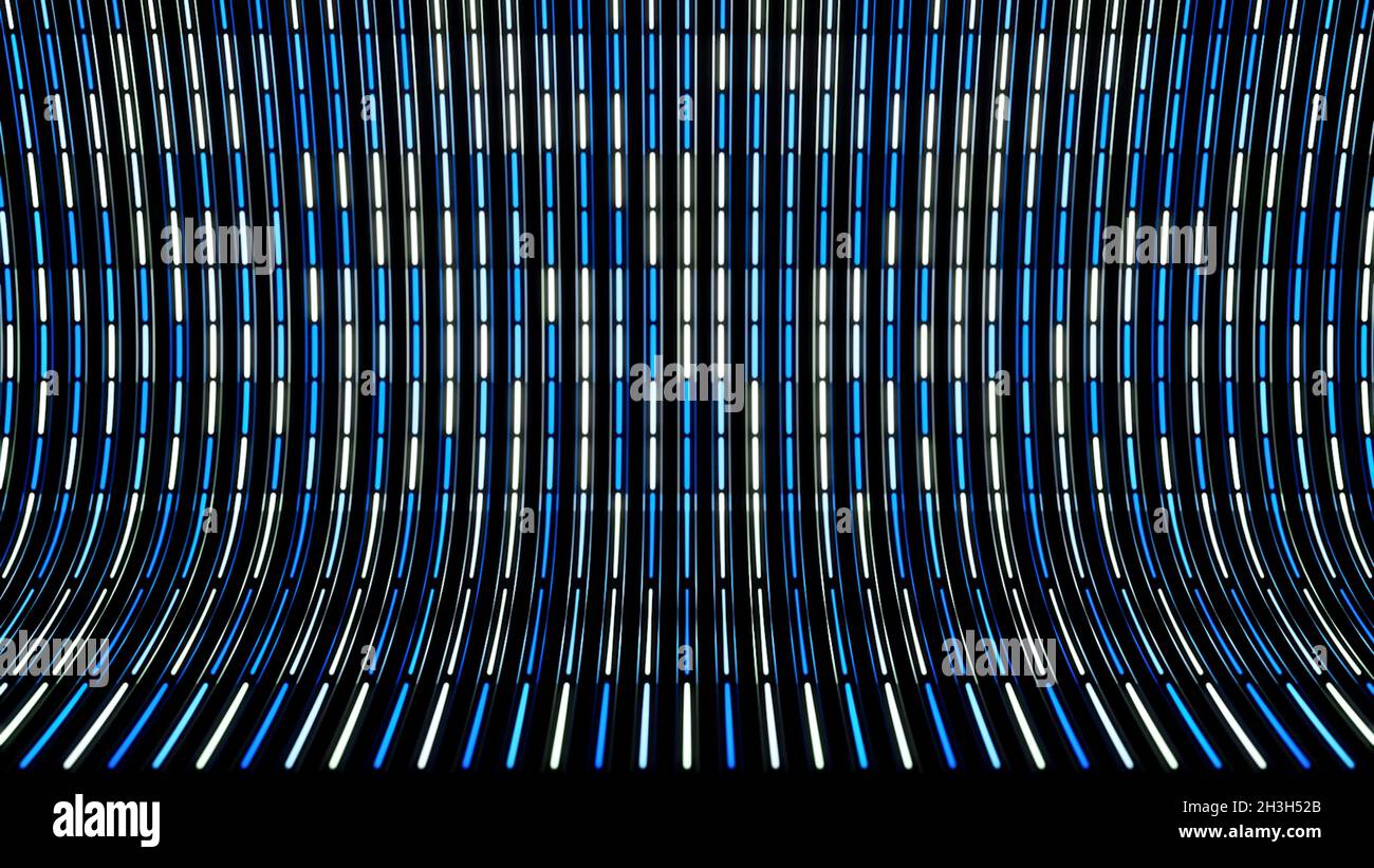 Abstract curved background with moving neon colored lines on black ...
