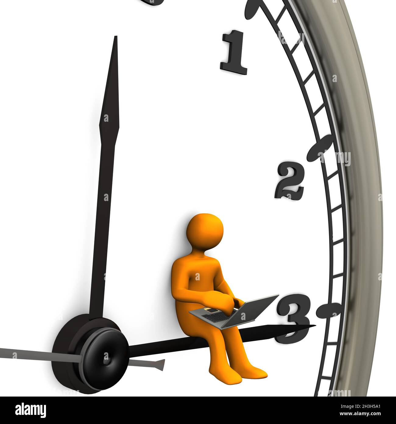 Big Clock Laptop Stock Photo Alamy