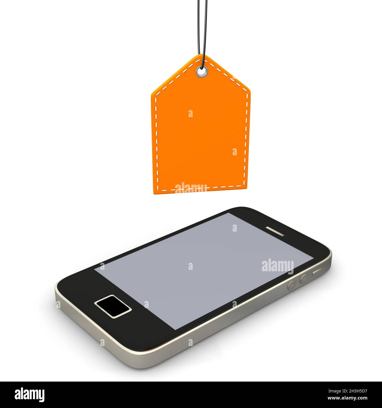 Smartphone Orange Shopmark Stock Photo Alamy