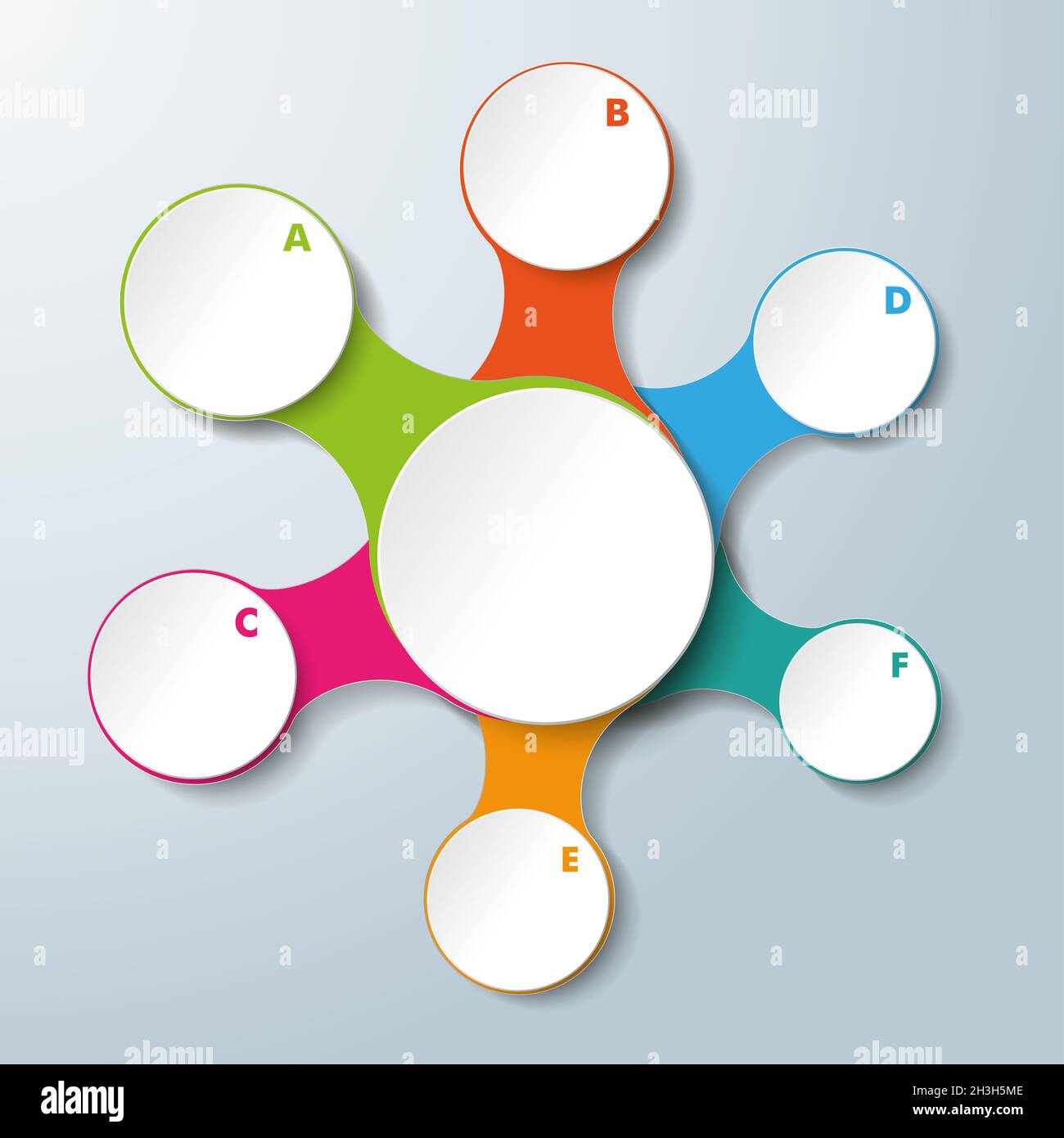 Infographic White Connected Circles 6 Options Stock Photo - Alamy