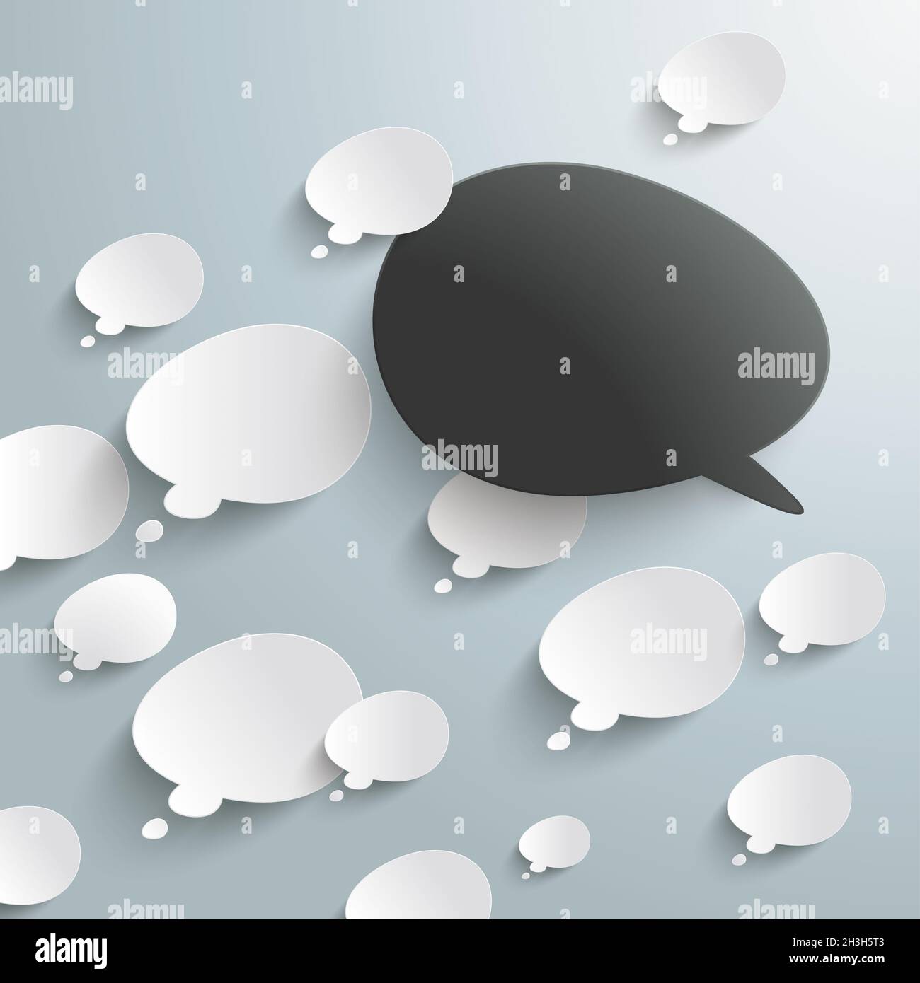 Bevel Speech And Thought Bubbles Black Opposing View Stock Photo