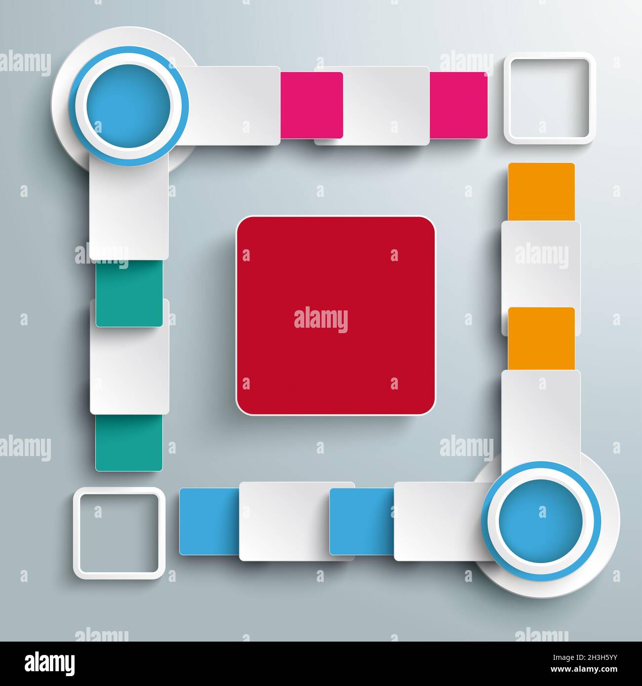 Big Quadrat Four Colored Batch Rectangles PiAd Stock Photo