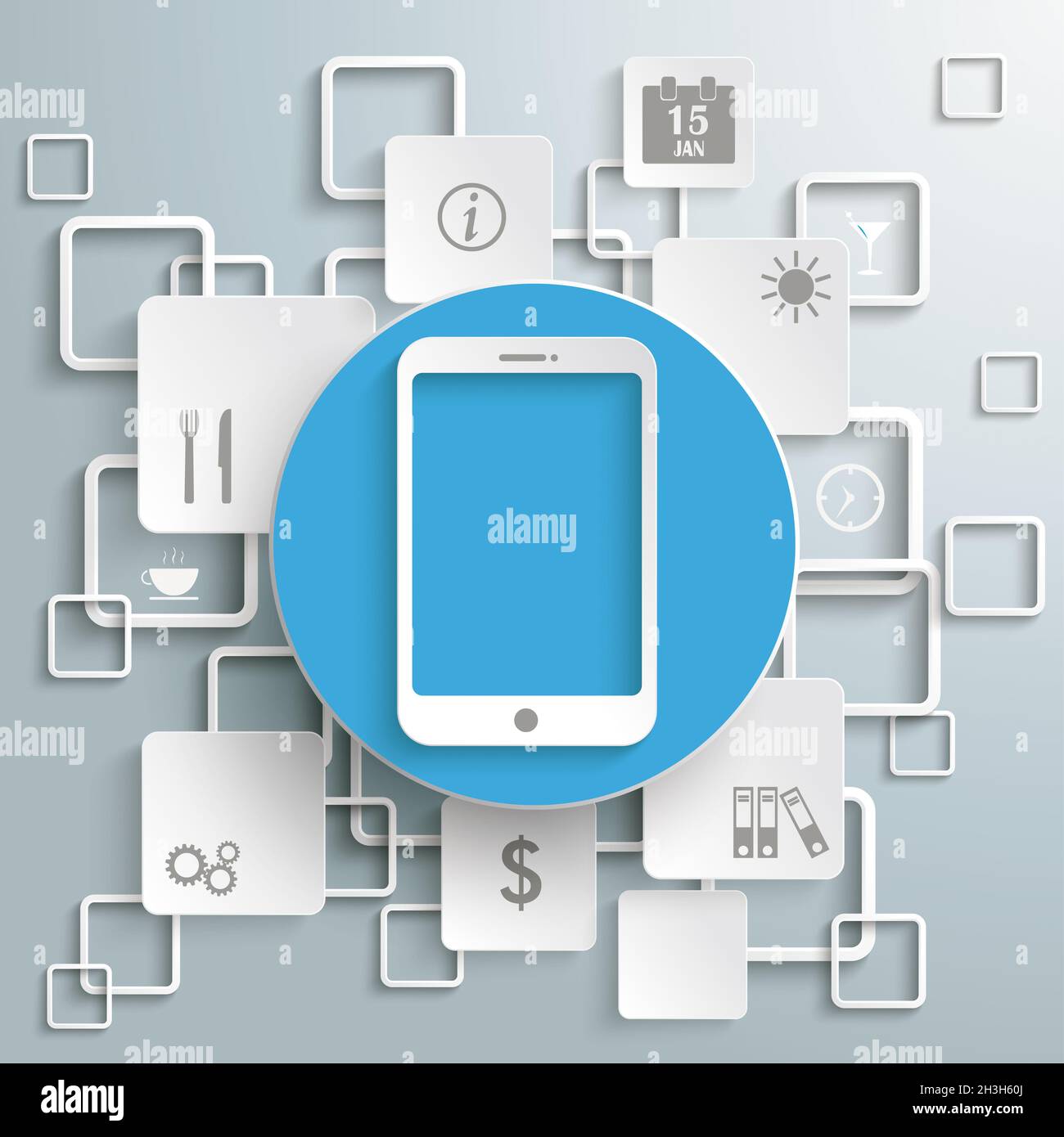 Blue Circle Smartphone White Rectangles Infographic PiAd Stock Photo ...