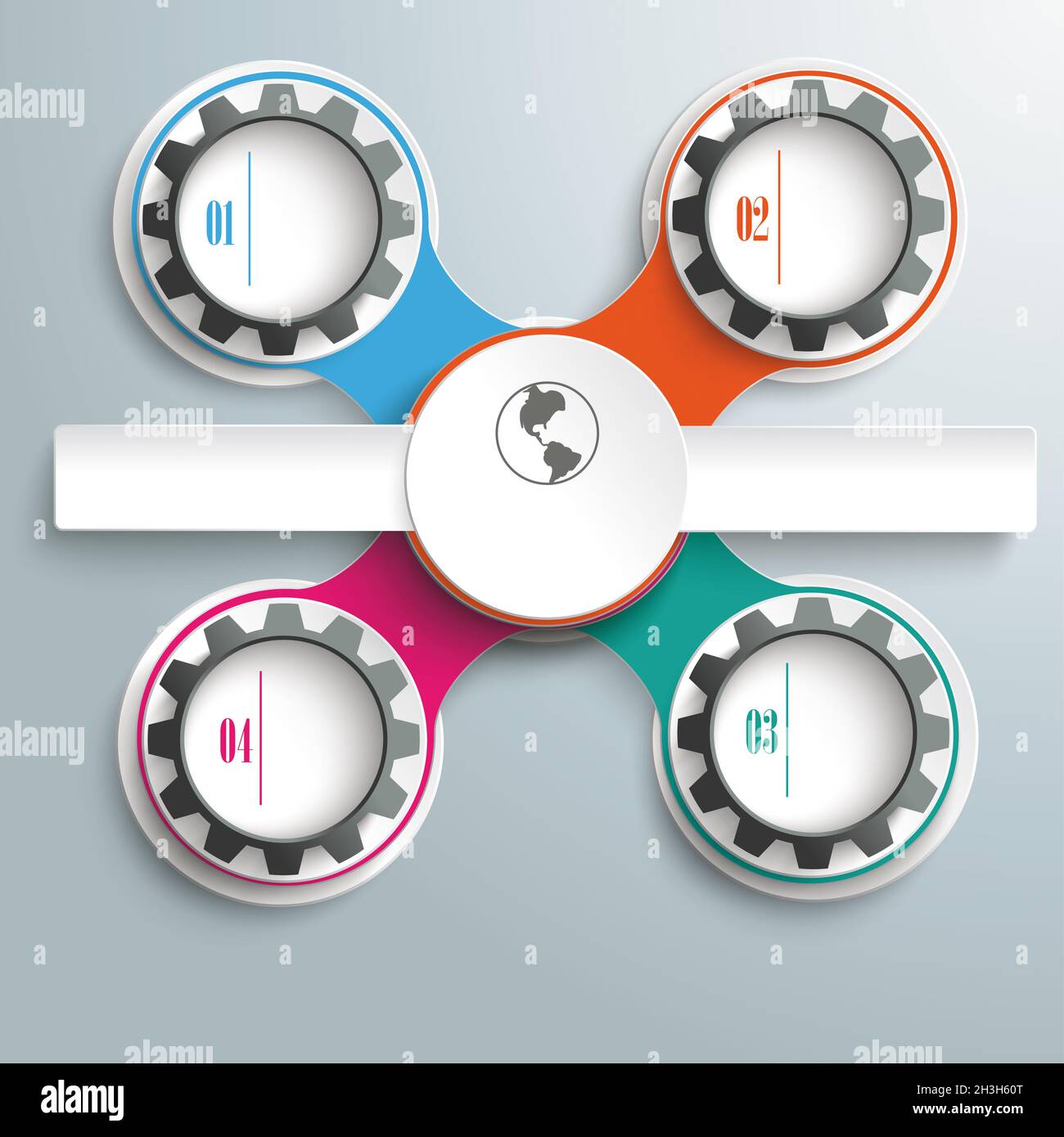 Circle And Black Gears Chain Colored Cross Rectangles Infographic PiAd Stock Photo