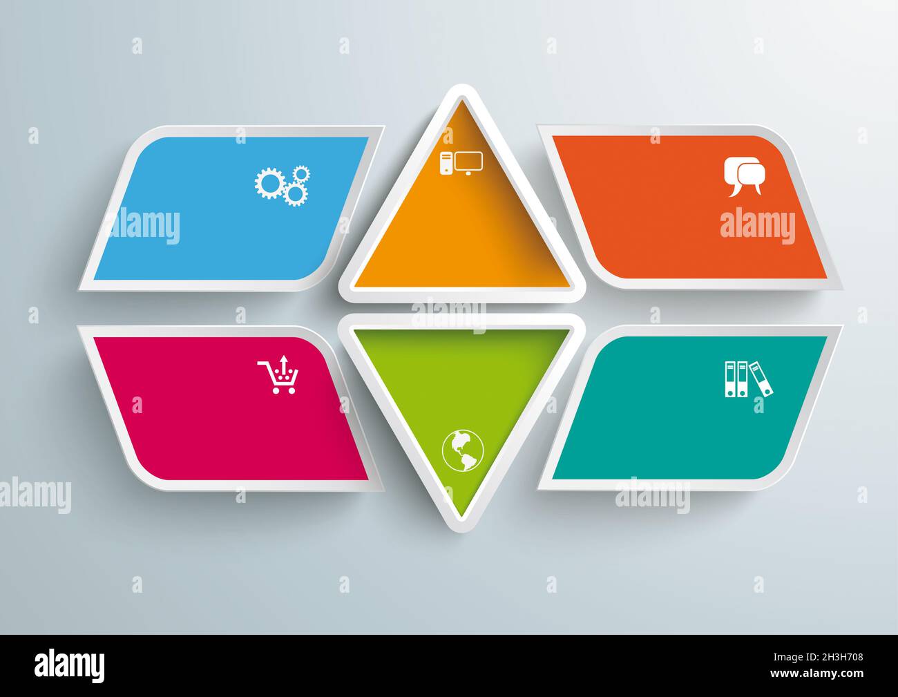 4 Colored Bevel Rectangels 2 Triangles Infographic PiAd Stock Photo