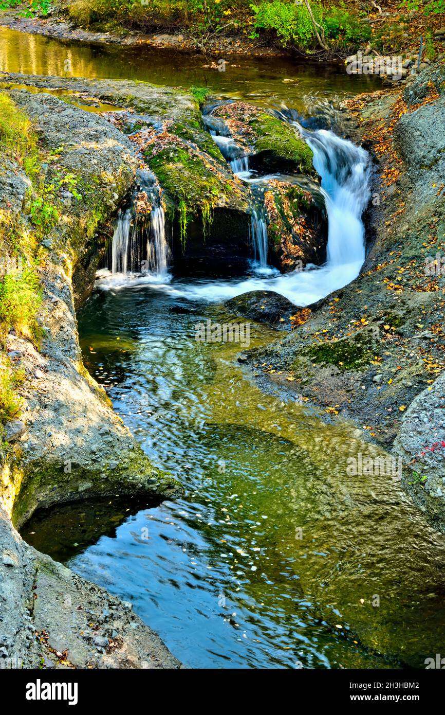 A stunning waterfall on the Mill Brook in Waterford near Sussex New Brunswick Canada. Stock Photo