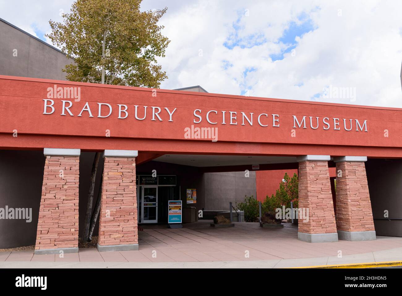 Bradbury Science Museum sign on the facade of chief public facility of