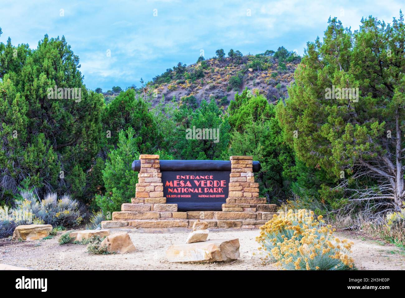 Mesa Verde National Park entrance sign Mesa Verde, Colorado, USA