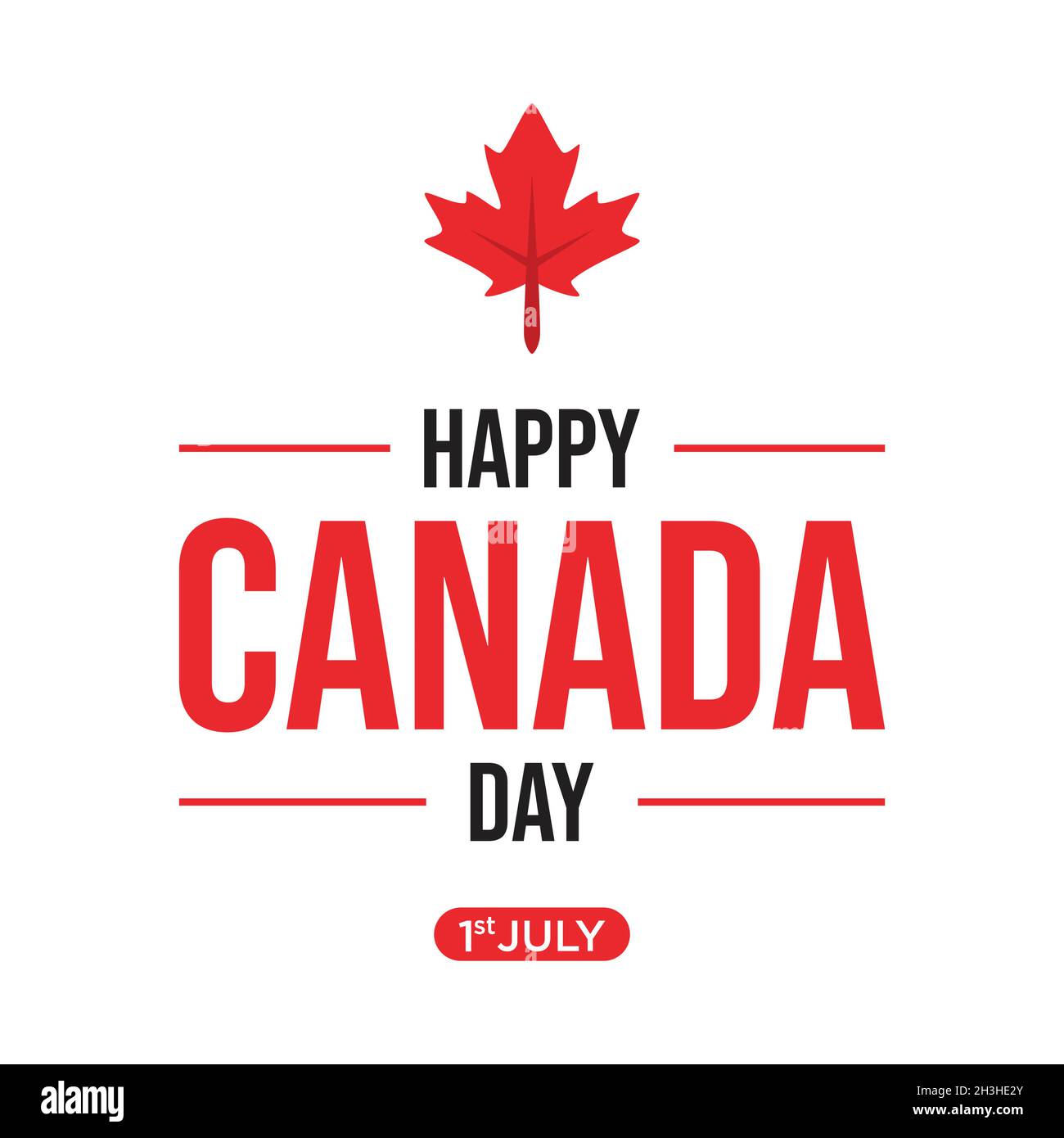 Happy Canada day emblem design with red maple leaf vector image. Vector illustration EPS.8 EPS.10 Stock Vector