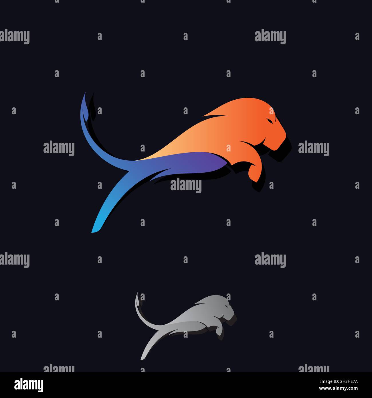 Simple and abstract design lion icon symbol. Flat design lion vector ...
