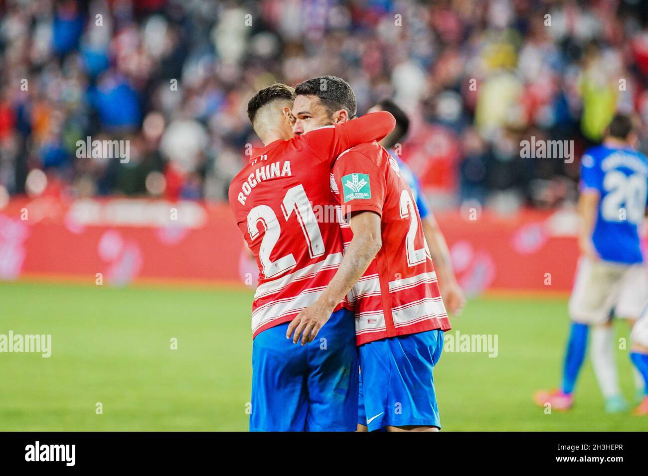 Rubén Rochina Granada, Spain. 28th Oct, 2021. Ruben Rochina (L) and Jorge Molina (R ...