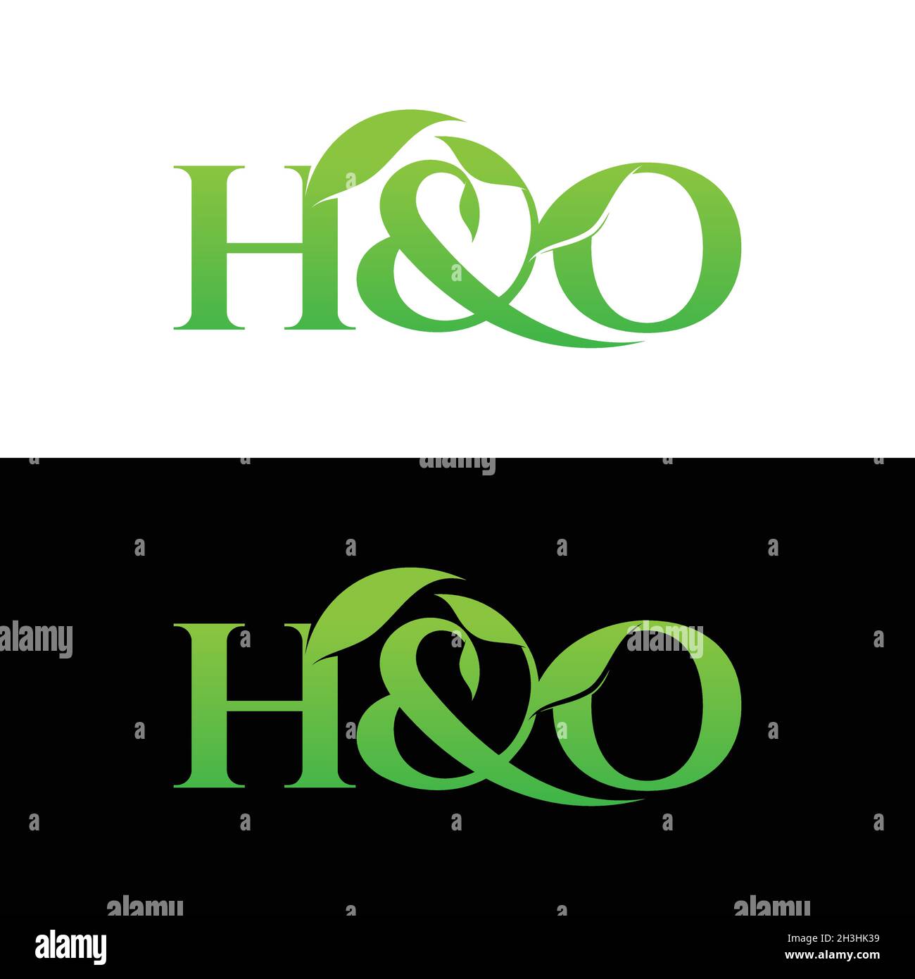 Creative design letter H&O design symbol with leaf for your best business symbol. Vector illustration EPS.8 EPS.10 Stock Vector