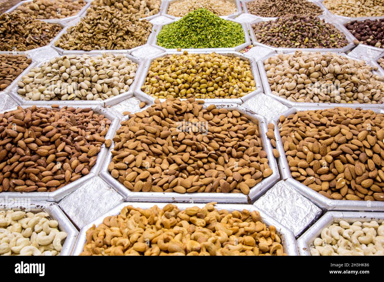 Dried fruit and nuts mix in Dubai market Stock Photo