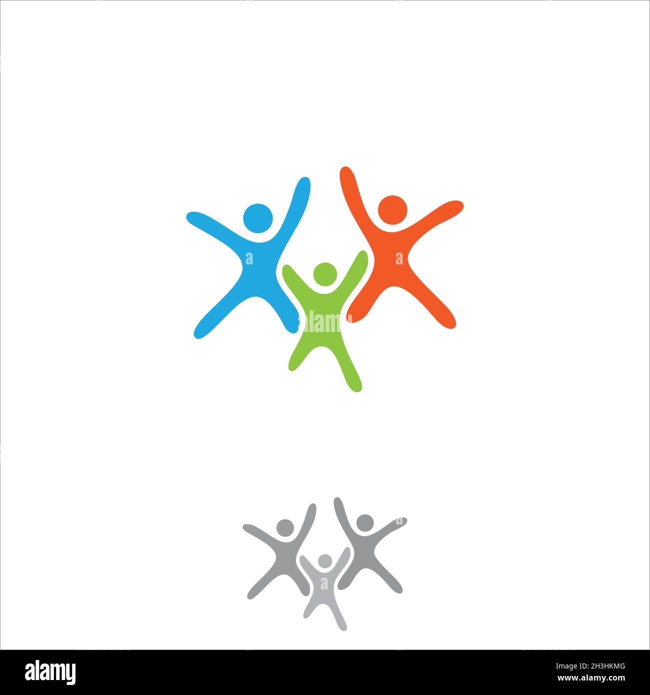 Vector abstract three people icon symbol with bold outline. People