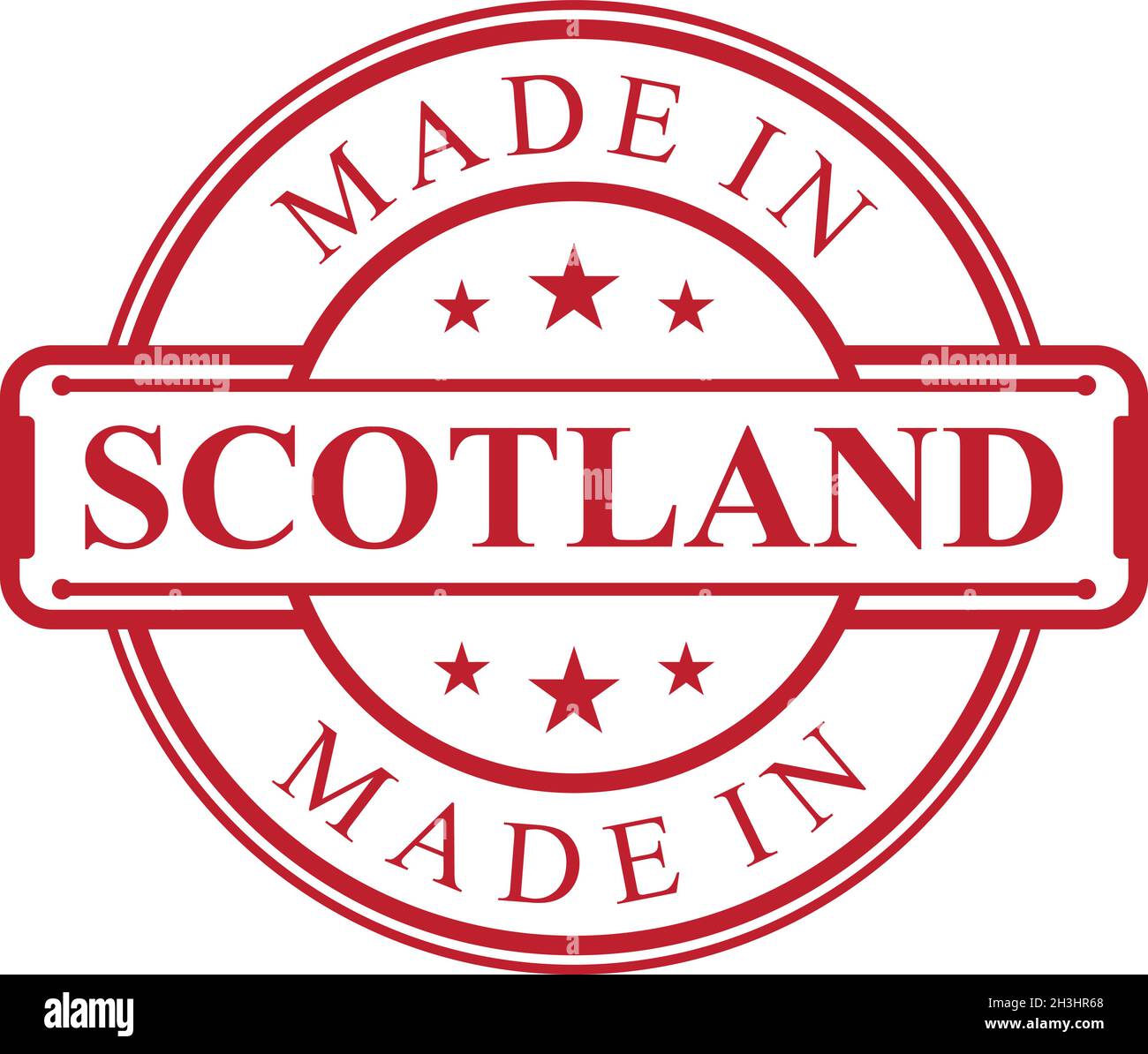 Made in Scotland label icon with red color emblem on the white
