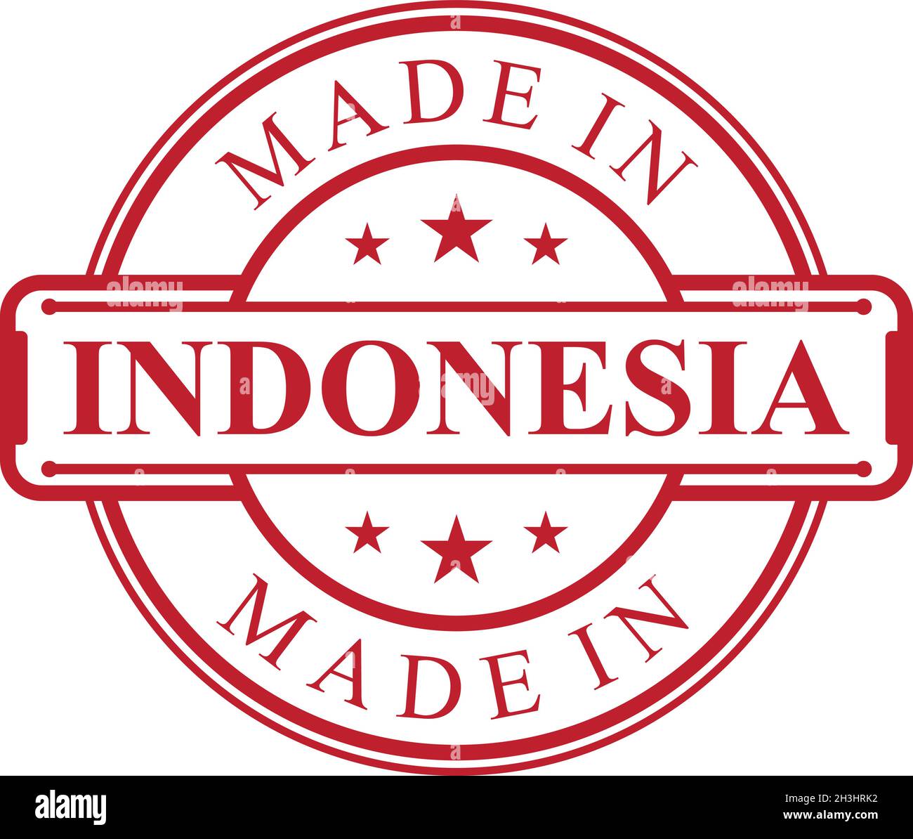 Made in Indonesia label icon with red color emblem on the white