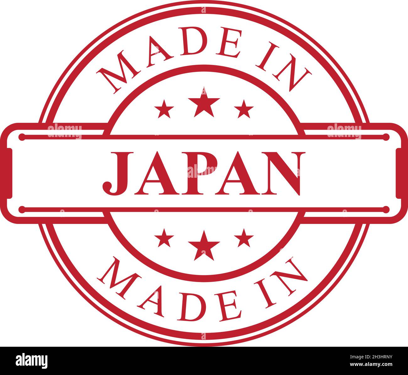 Made in Japan label icon with red color emblem on the white background. Vector quality logo emblem design element. Vector illustration EPS.8 EPS.10 Stock Vector