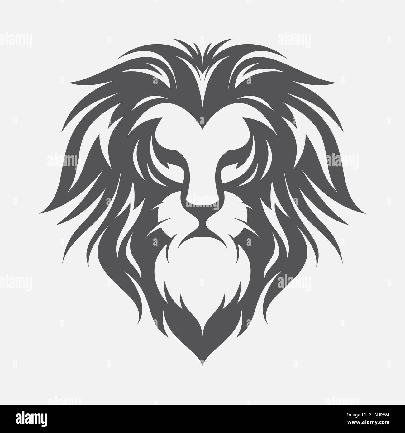 Lion head silhouette vector design illustration. Illustration of lion with black and white style. Vector illustration EPS.8 EPS.10 Stock Vector