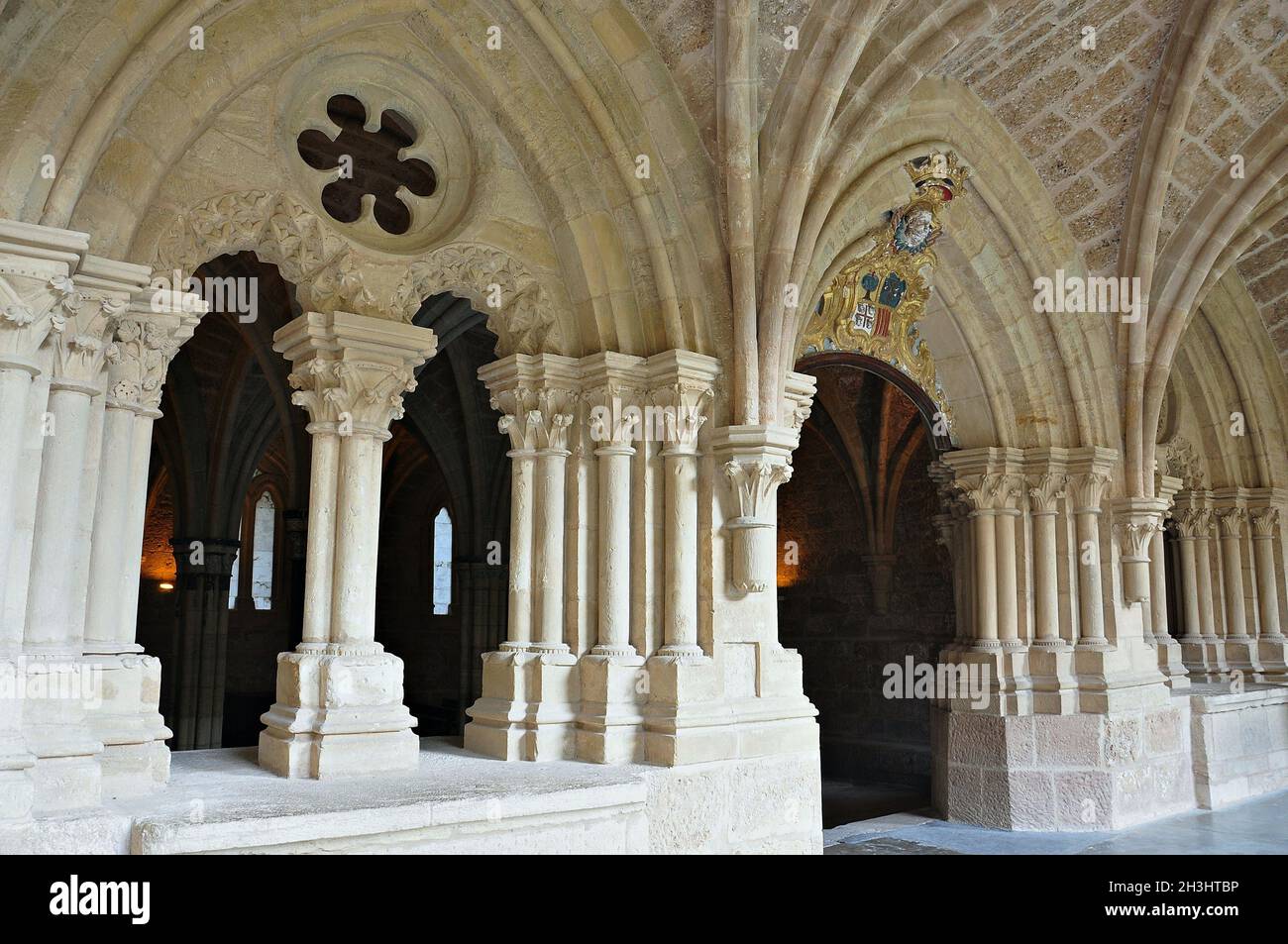 Chapter House of the stone monastery in Nuevalos of the Calatayud region, Aragon, Spain Stock Photo