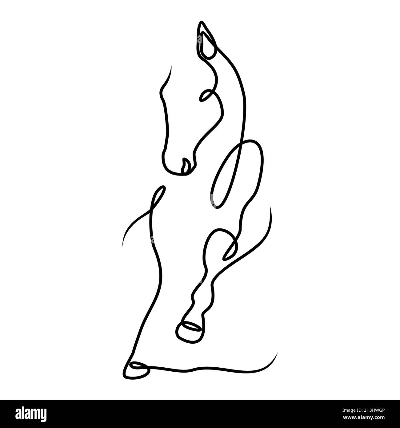 Running black line horse on white background. Vector graphic icon ...