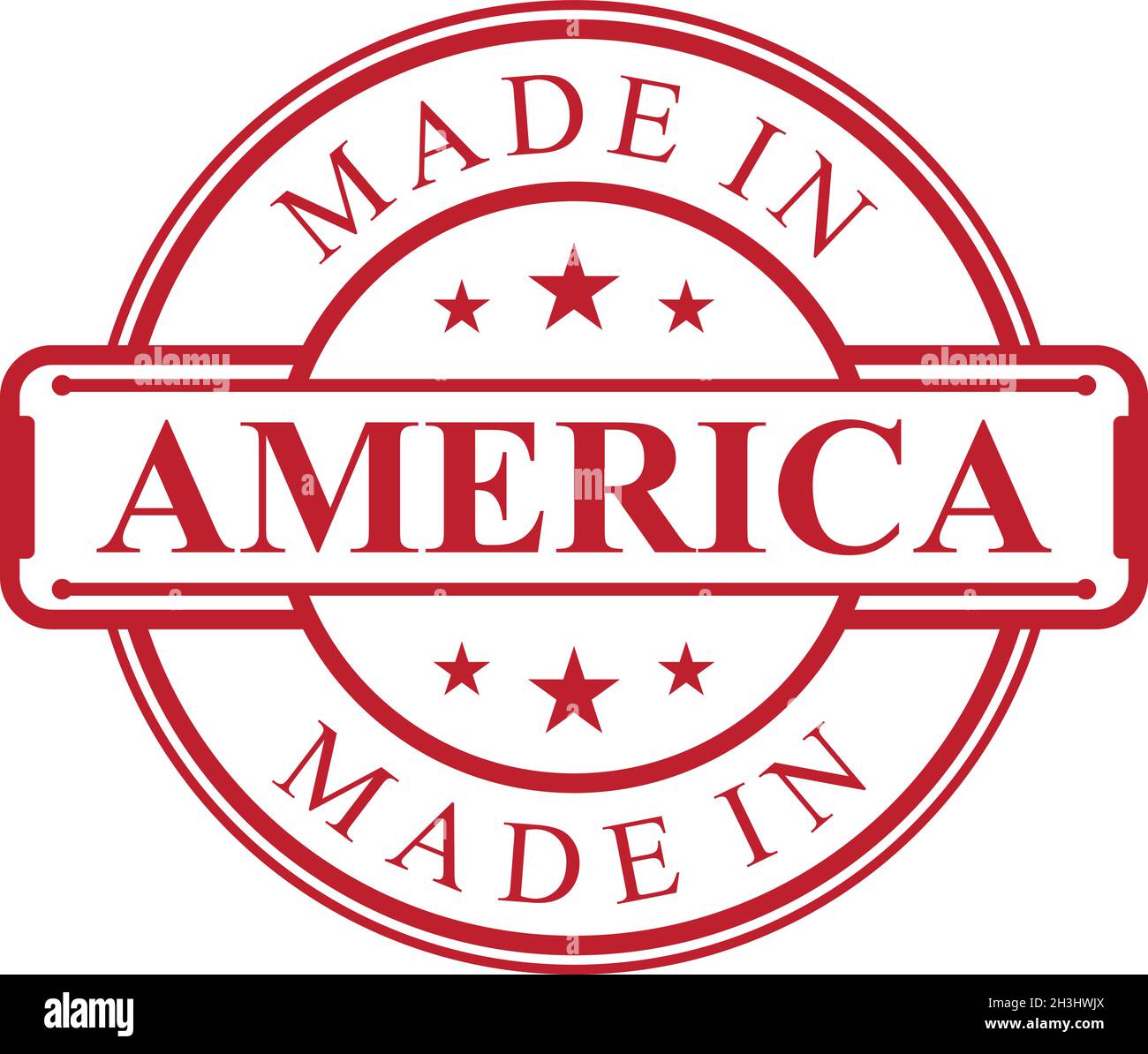 Made in America label icon with red color emblem on the white ...