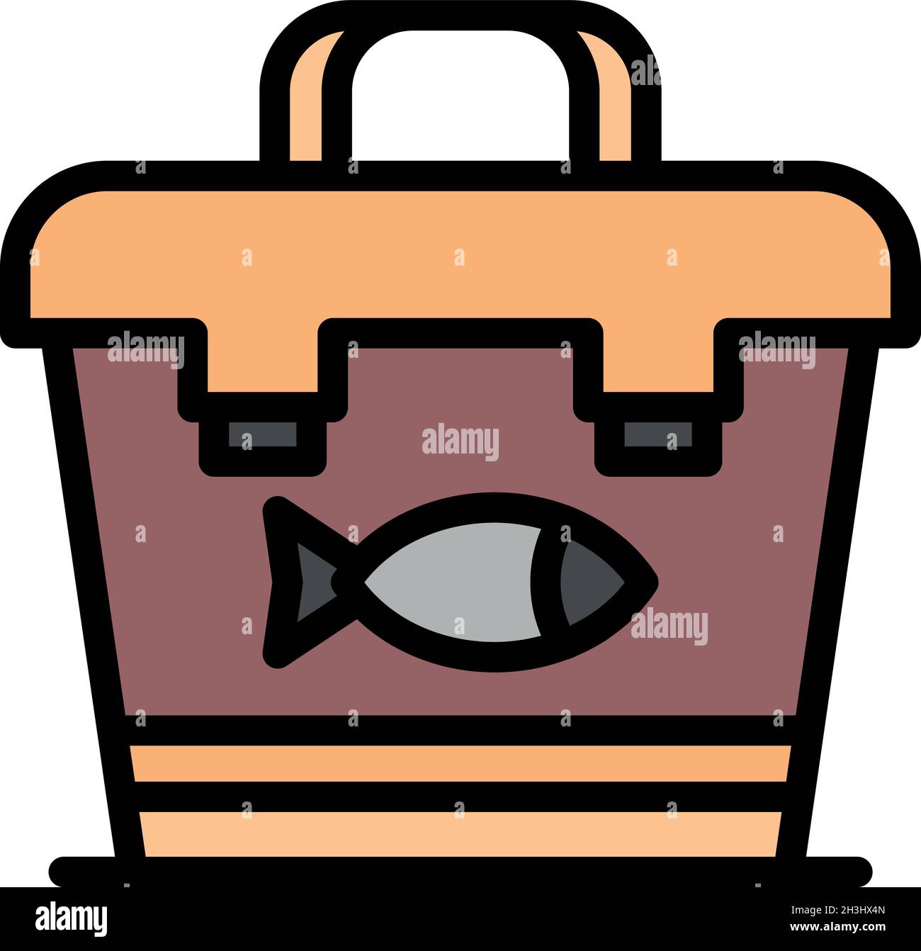 Fish ice bag icon. Outline fish ice bag vector icon color flat isolated