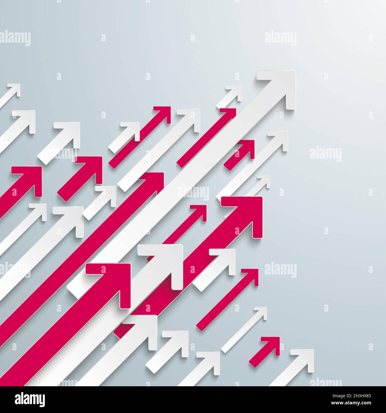 Arrows Up White Pink Bevel Growth Centre PiAd Stock Photo