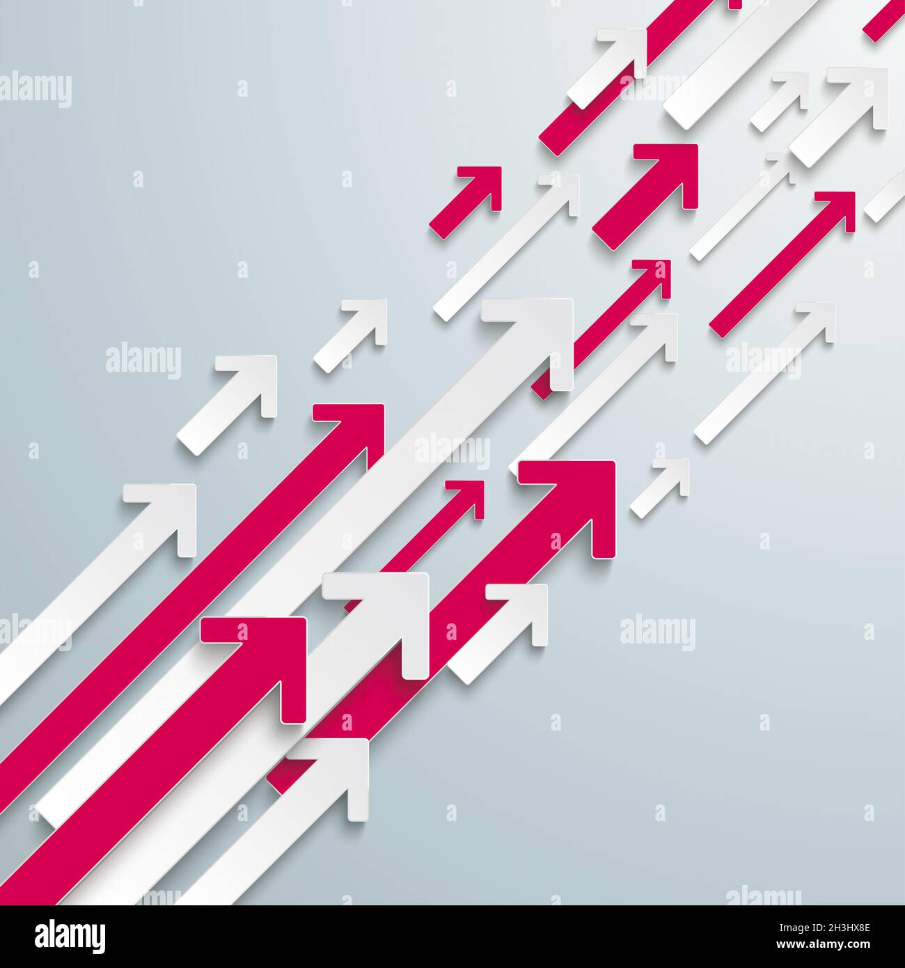 Arrows Up White Pink Bevel Growth PiAd Stock Photo