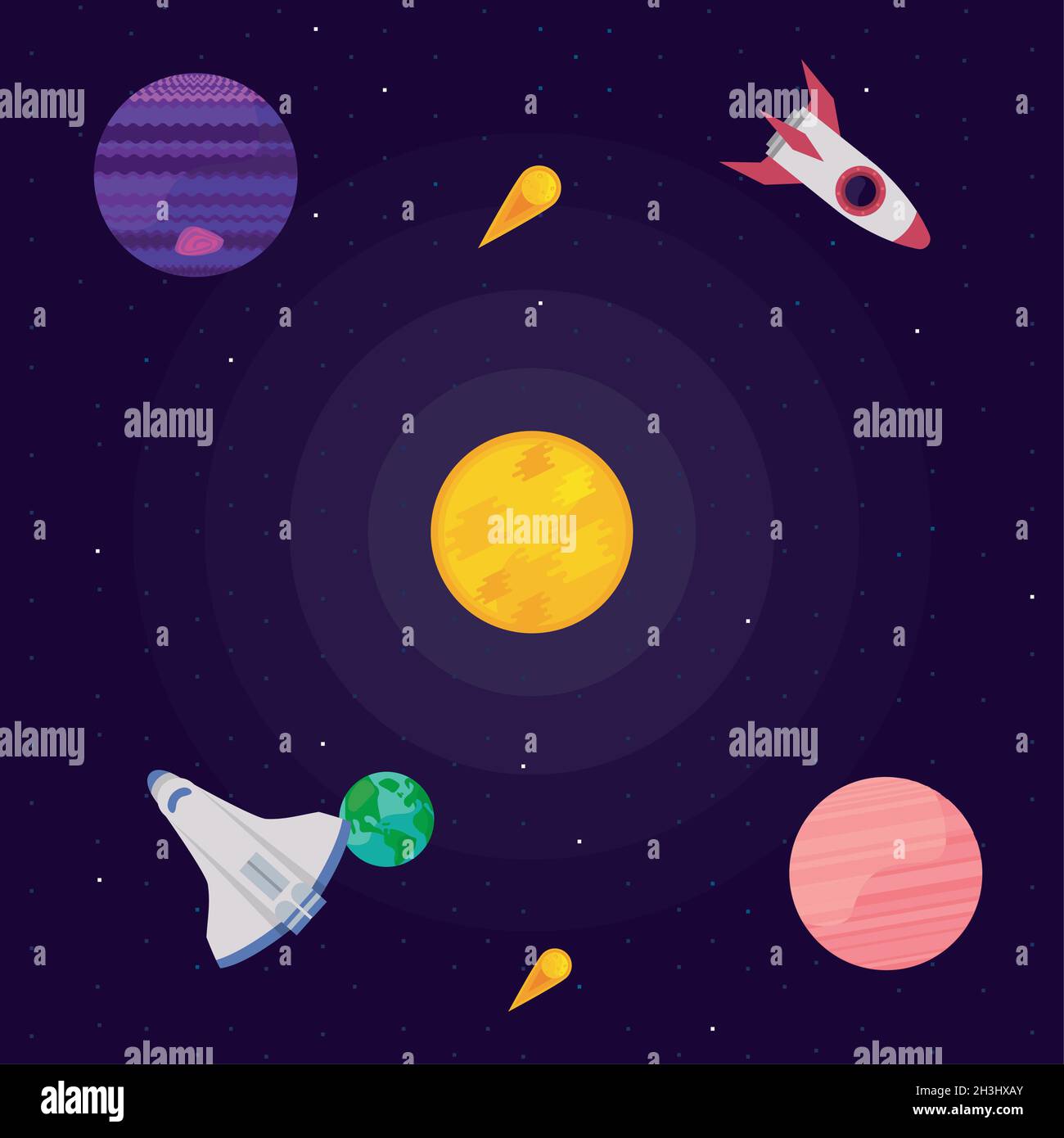 rocket and spaceship universe Stock Vector Image & Art - Alamy