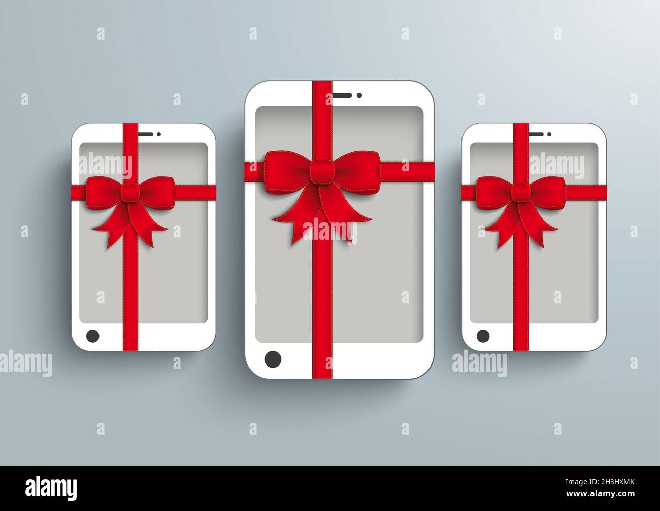 3 White Smartphone Red Gibbon Gift Stock Photo