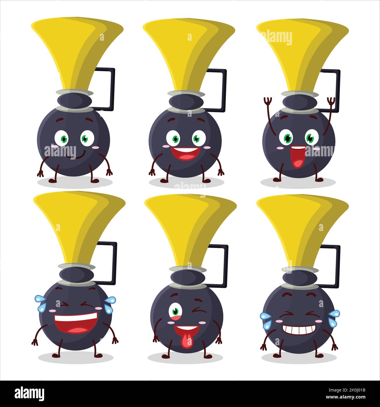 Cartoon character of bicycle air horn with smile expression. Vector