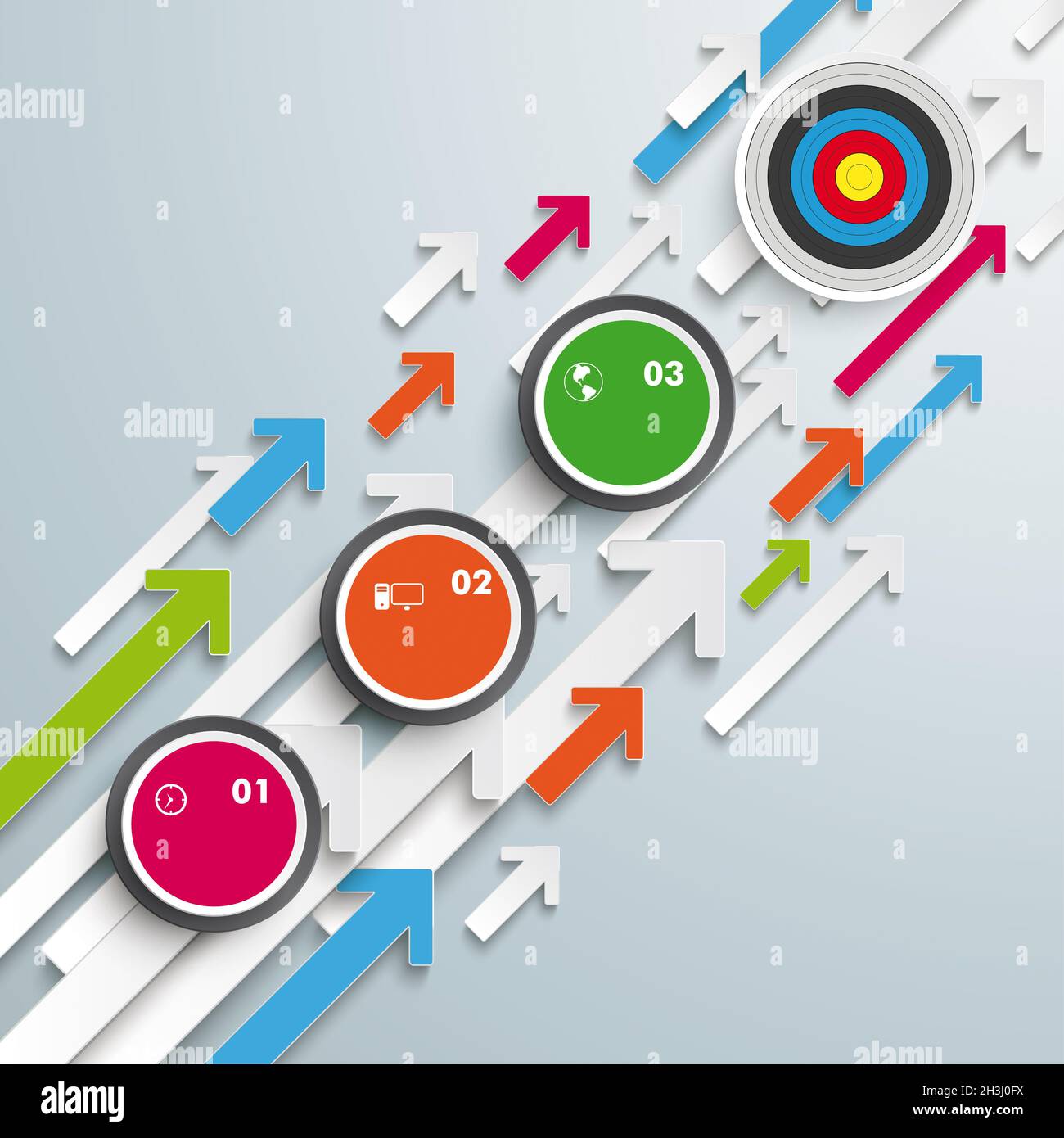 Colored Arrows Growth Circles Target PiAd Stock Photo - Alamy